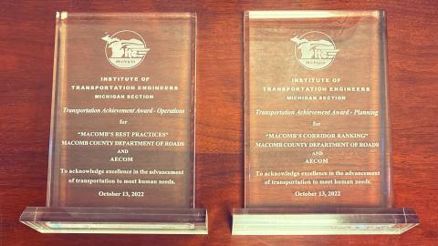 Department of Roads ITE awards for traffic operations and planning.